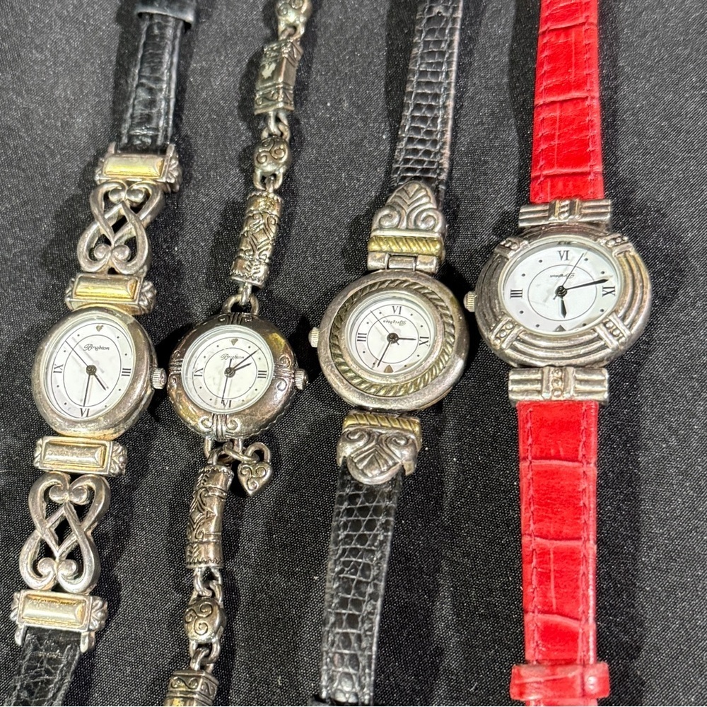 Brighton, vintage, Silver and Red Watch Collection, lot of 4